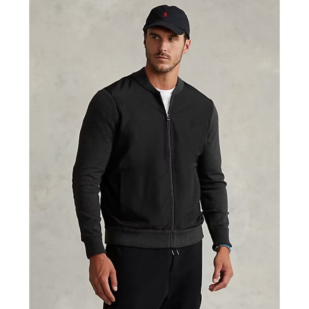 Polo Ralph Lauren Hybrid Sweater Jacket Men 3XLT Tall Charcoal Woven Patches NWT